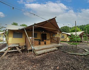 Genieen Sie die Ruhe und den Frieden im Glampingtent 6 in Amstelveen, Amsterdam eo. Entspannen Sie sich auf der Veranda dieser luxurisen Glamping-Lodge in Nordholland.